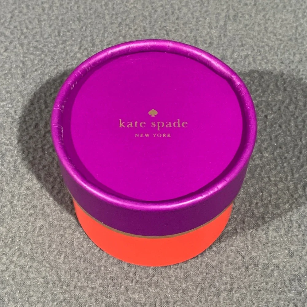 Kate Spade New‎ York Empty Round Gift Box Purple Orange Gold Accent Small